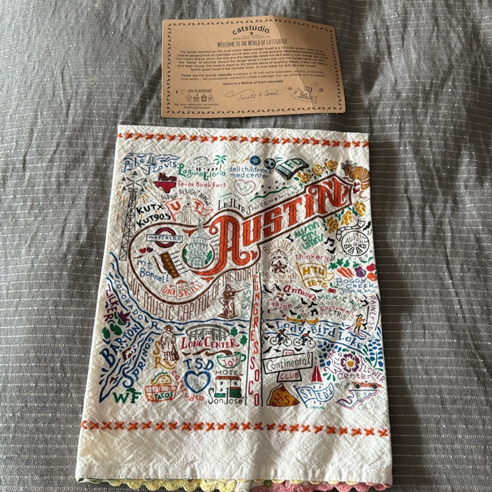 Cat Studio Austin Texas Dish Bar Hand Towel New in Package Never Used - Picture 7 of 9